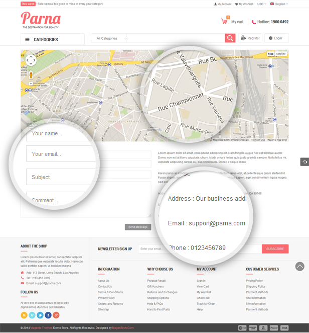 Parna- Contact Us page