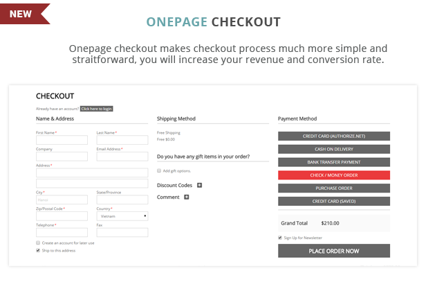 Siezz - Onepage checkout