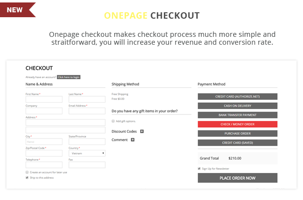 Toppy - Onepage checkout