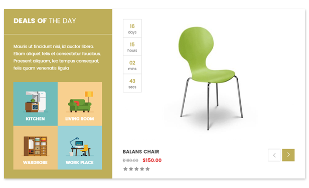 Responsive Furniture WooCommerce WordPress Theme Countdown