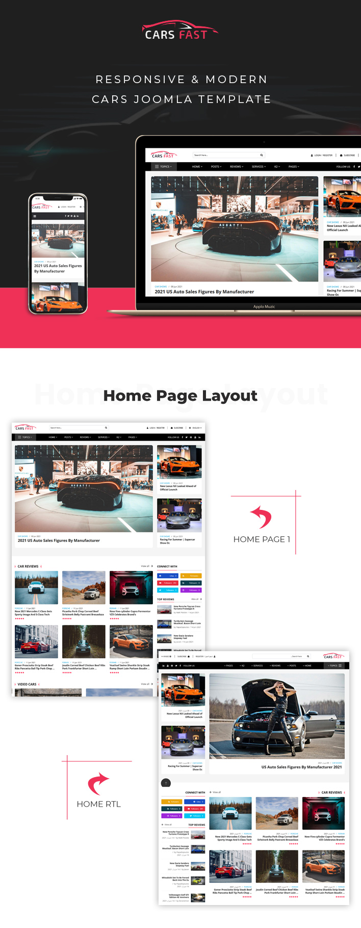 Sj CarsFast - Responsive Cars News Joomla Template