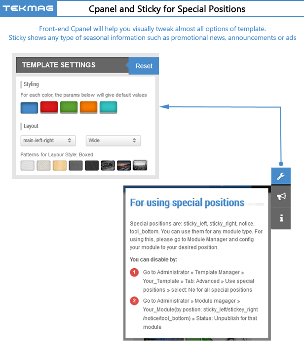 SJ Tekmag - Cpanel and Sticky for Special Positions