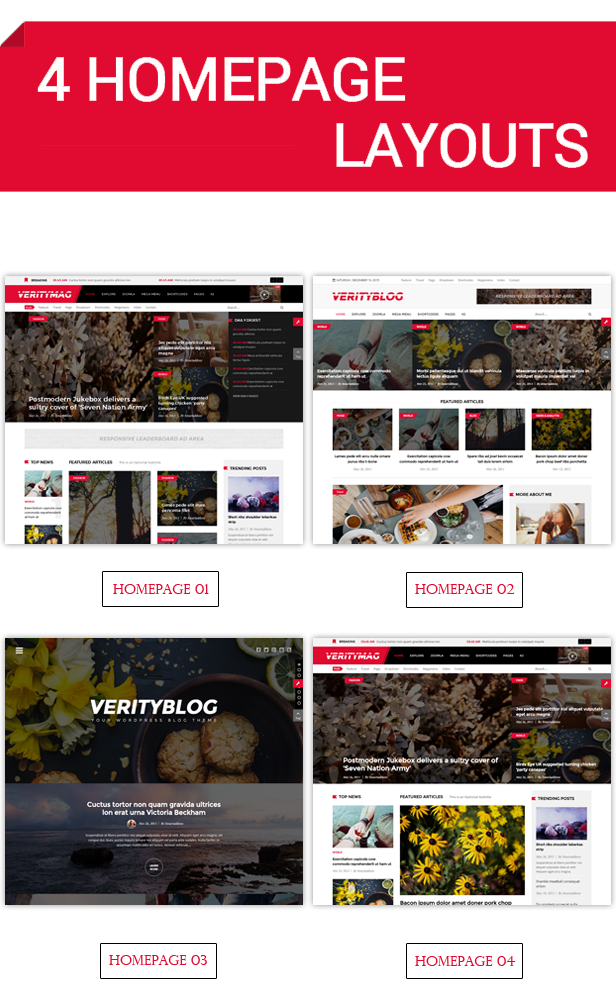 4 homepage layouts