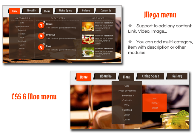 SJ Lotte - Menu styles