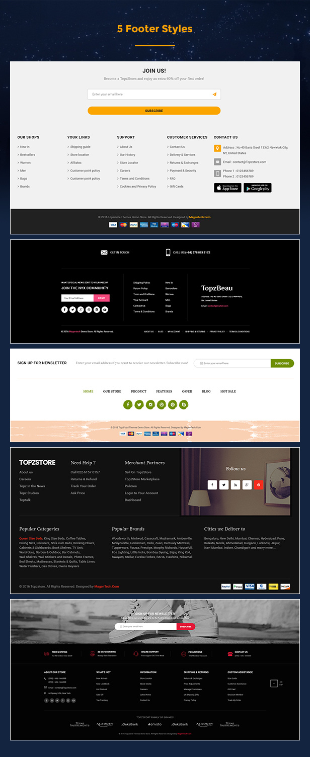 Topz - header and footer stypes