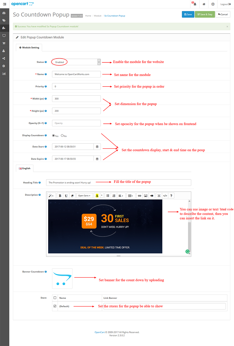 Countdown Timer - Opencart Extension