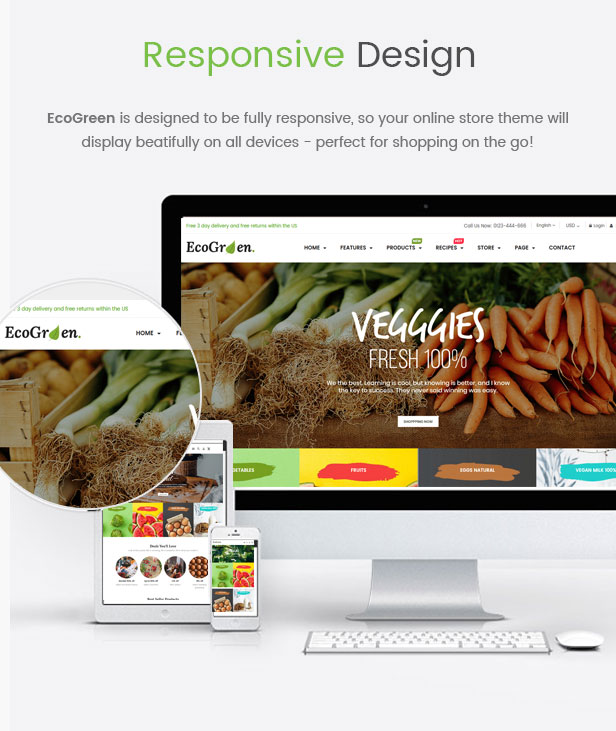 EcoGreen – Multipurpose Responsive OpenCart 3 Theme With Mobile Layouts (Organic Food Topic)