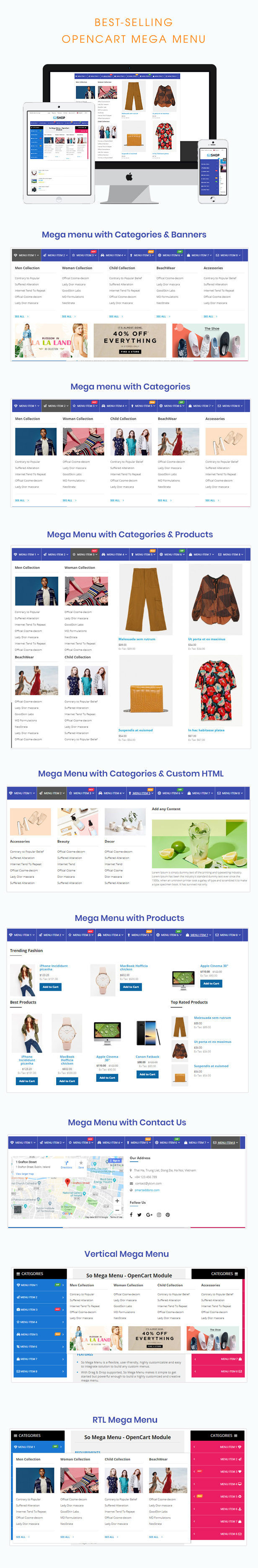 mega menu with custom html