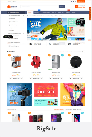 BigSale - The Clean, Minimal & Unlimited Bootstrap 4 Shopify Theme (12+ HomePages)