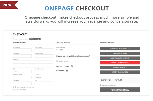 AZshop - Onepage checkout