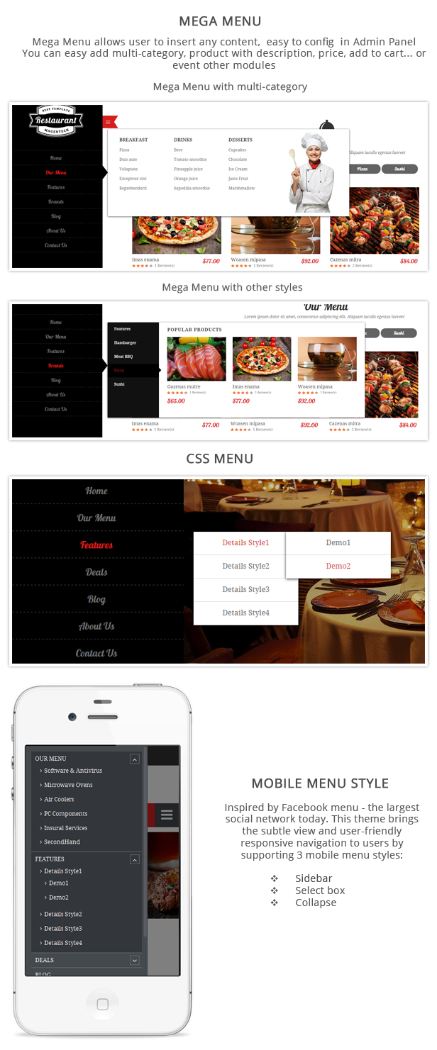 Restaurant - Menu styles