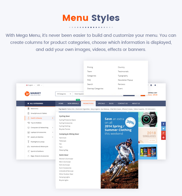 Best Magento 2 Themese - menu