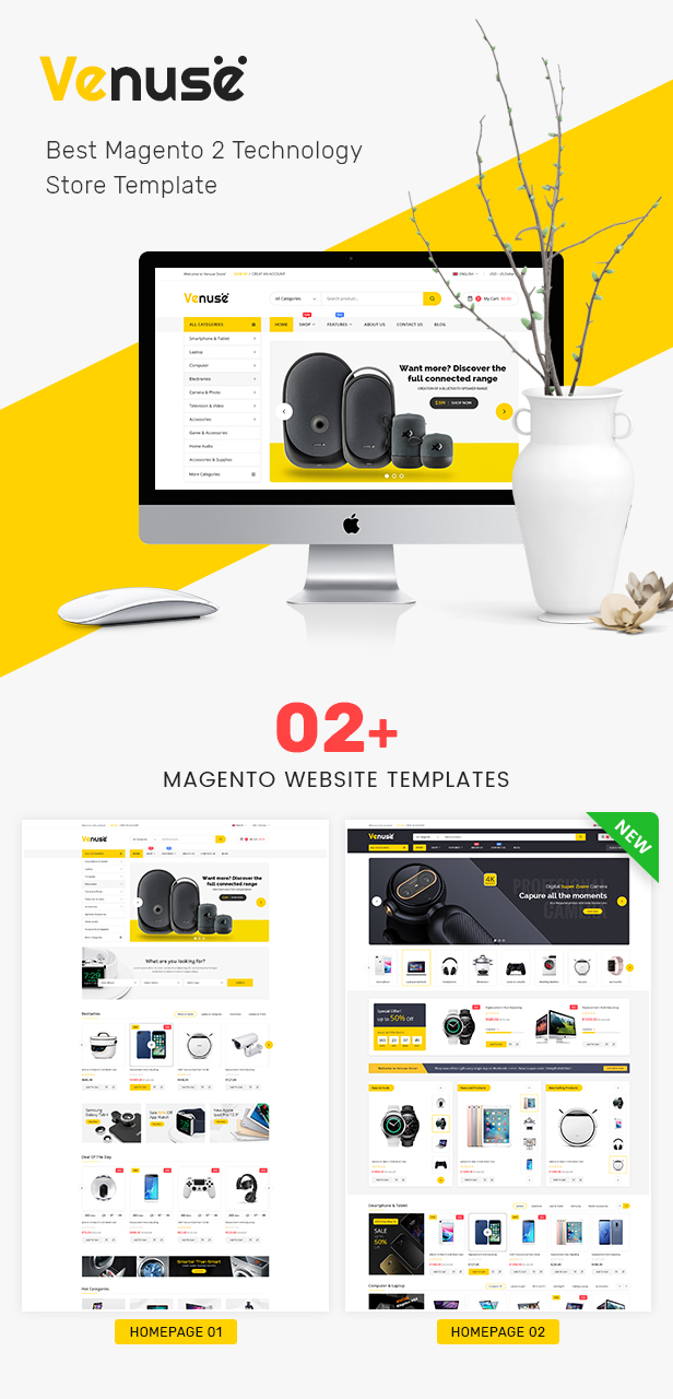 Venuse - Responsive Hitech/Digital Magento 2 Store Theme - 1