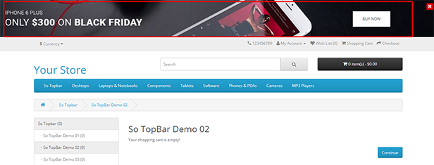 Topbar - Opencart 3 Extension