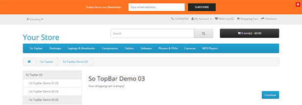 Topbar - Opencart 3 Extension