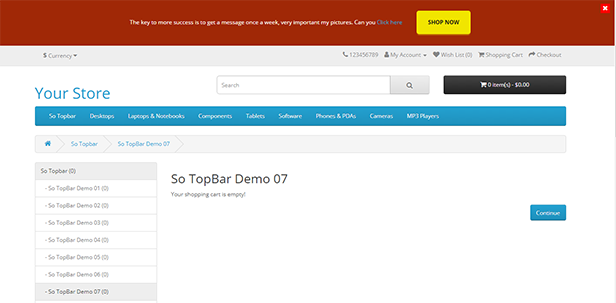 Topbar - Opencart 3 Extension