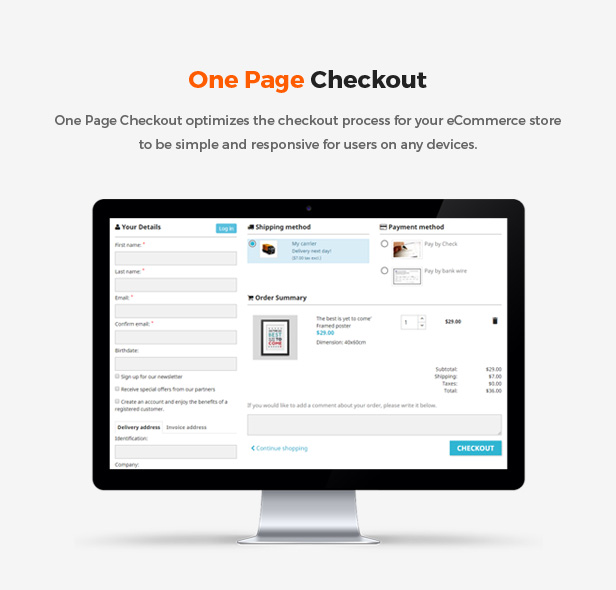 eCommerce Prestashop Shopping Theme - one page checkout