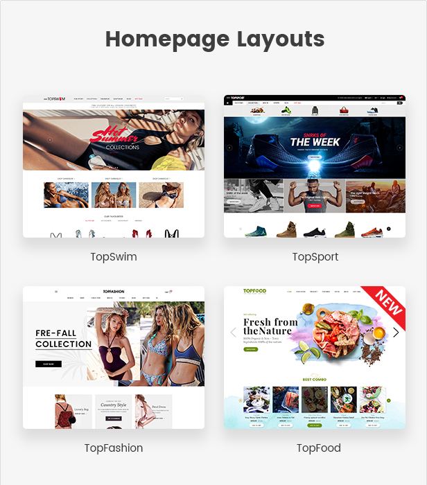 Homepage Food Store & Sport Fashion Shop WordPress Theme - TopZ