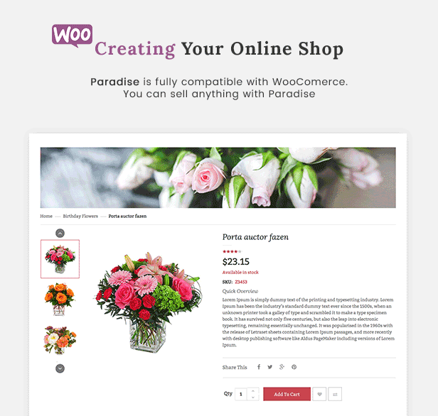Paradise Beautiful Flower Shop WooCommerce Theme - Woocommerce