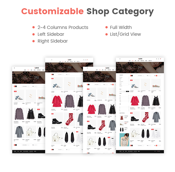 Customizable Shop Category - fashion ecommerce wordpress theme